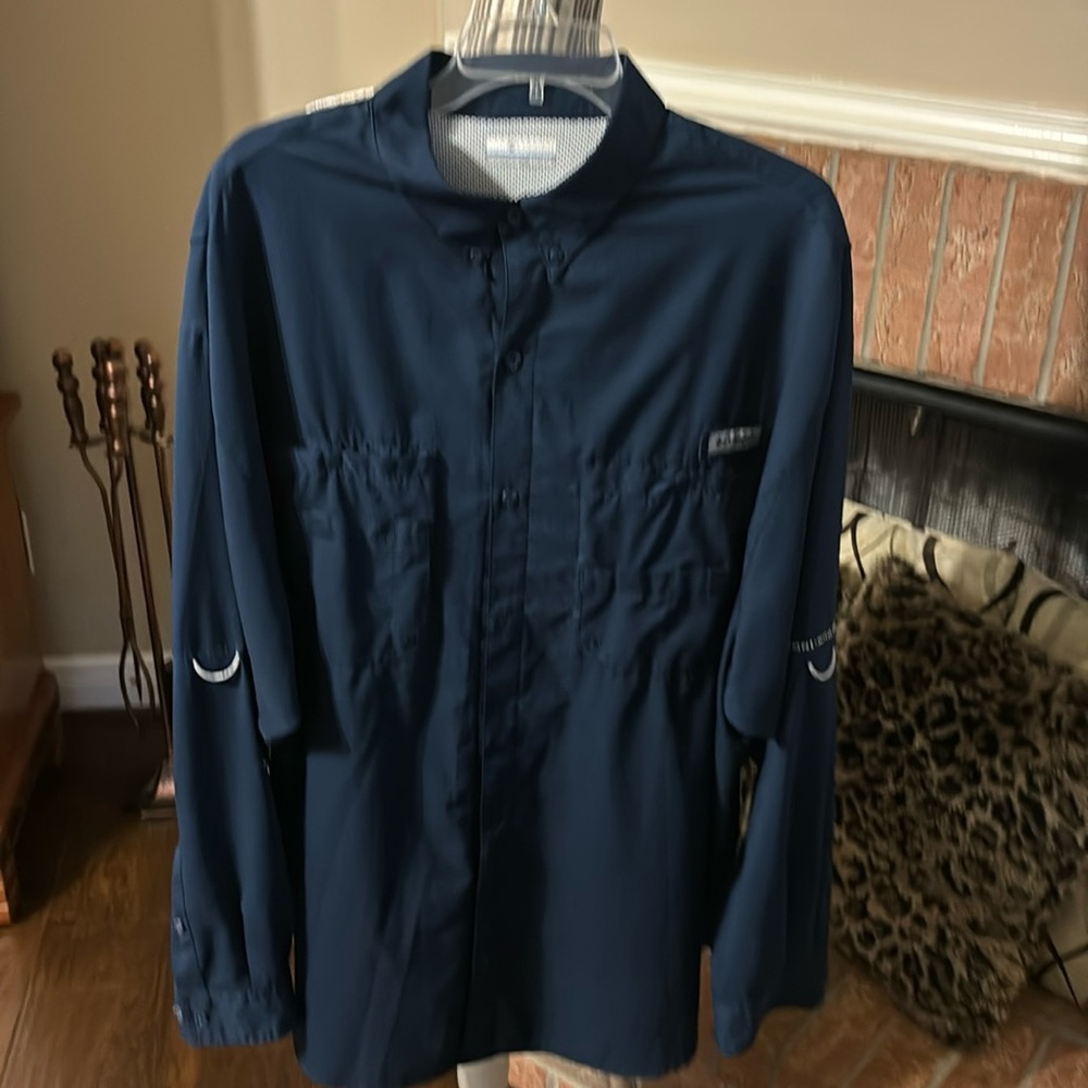 Columbia Men's Navy Blue PFG Tamiami II Long Sleeve Button-Down Shirt Size 2XL